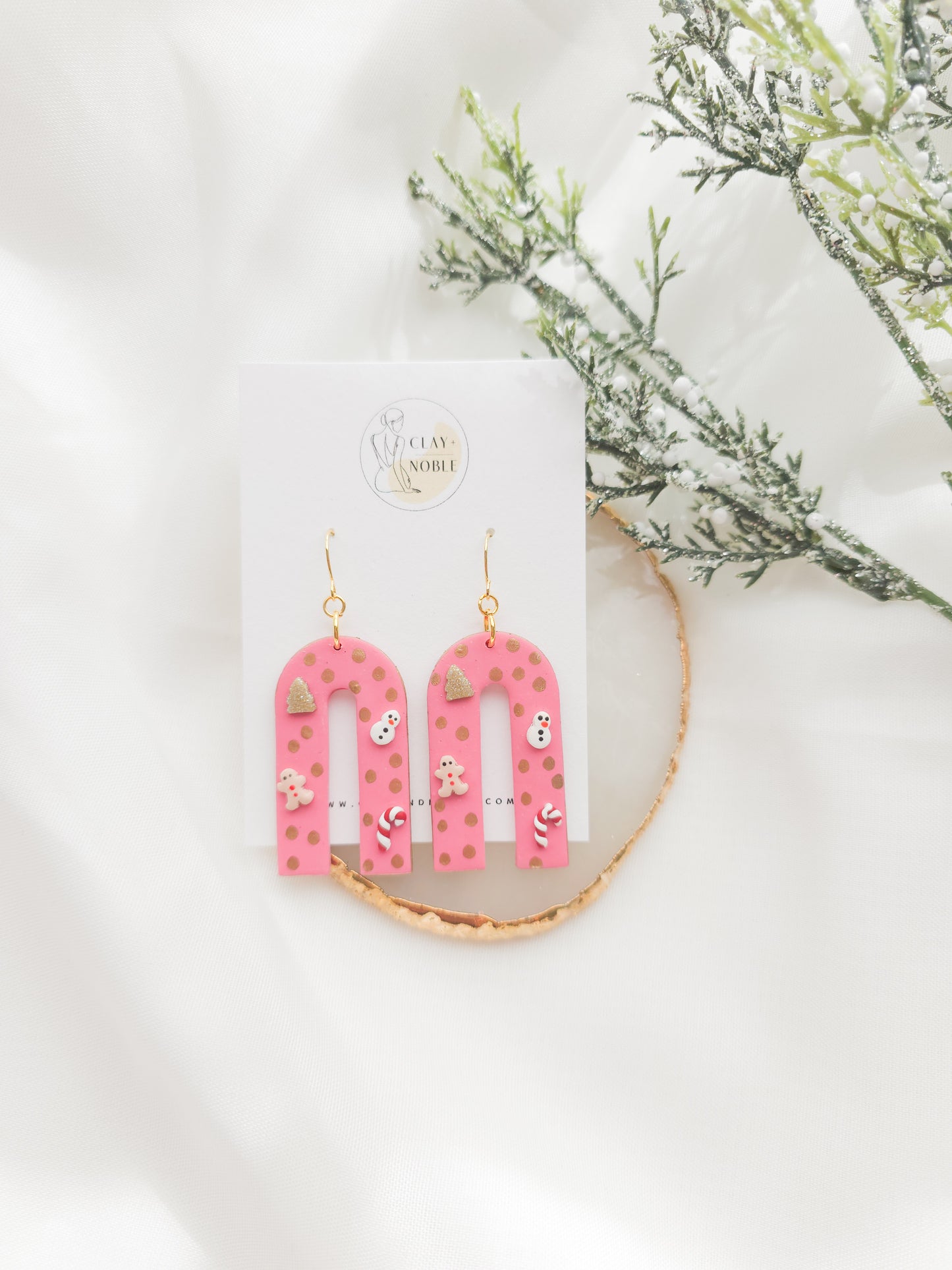 Pink Merry & Bright dangles