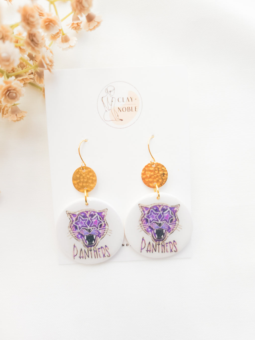 Panther Mascot Hammered dangle