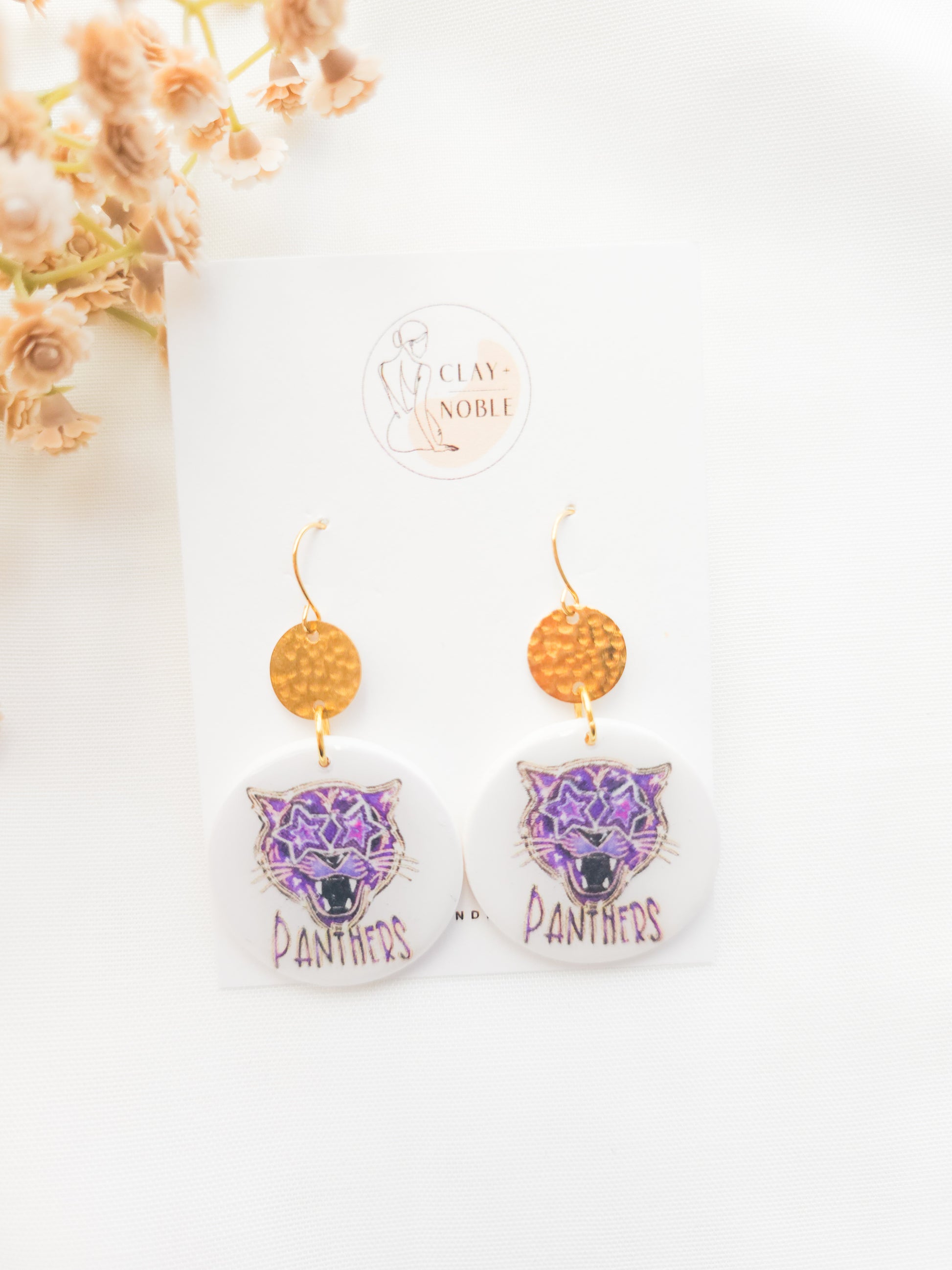 Panther Mascot Hammered dangle