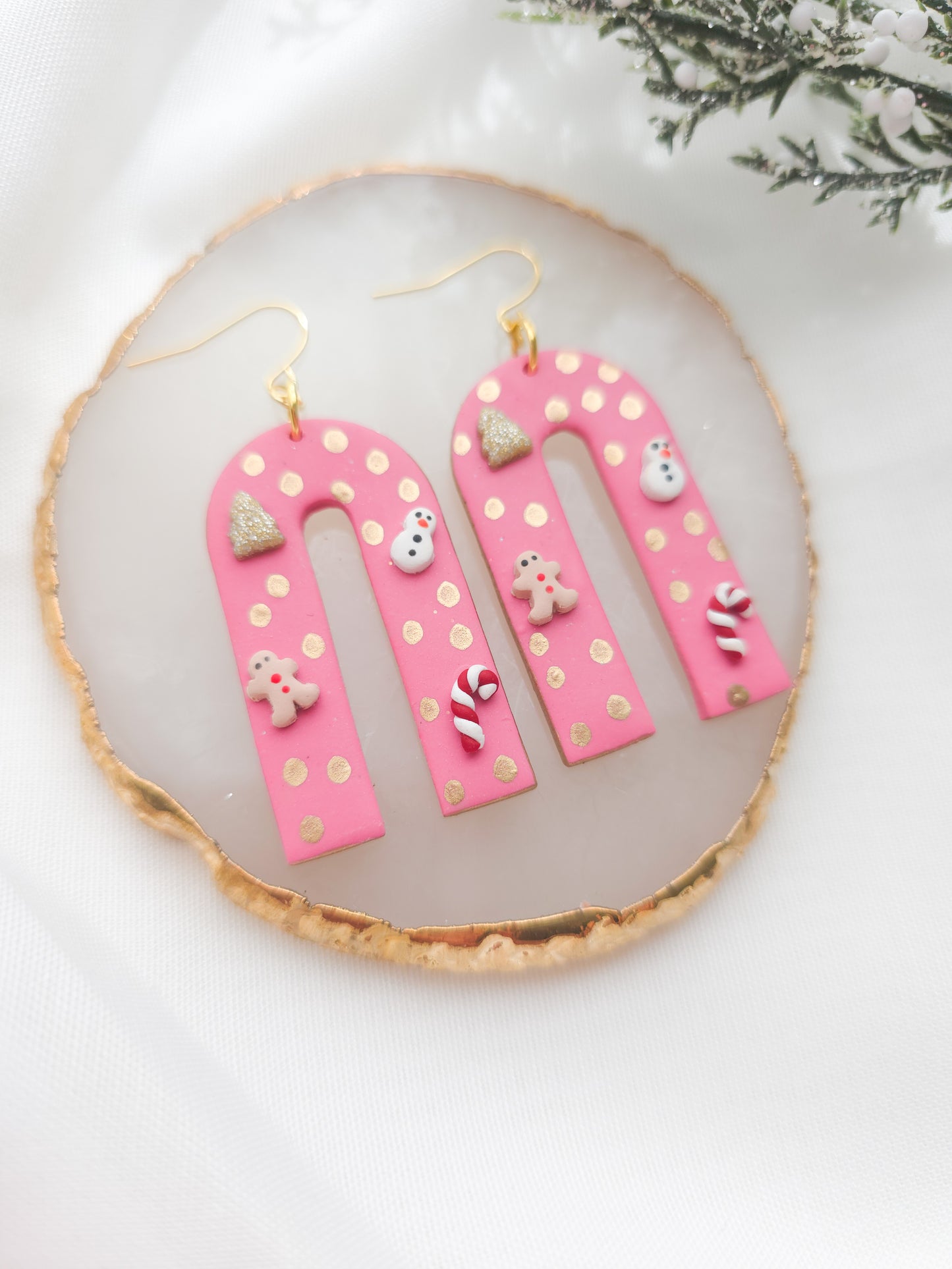 Pink Merry & Bright dangles