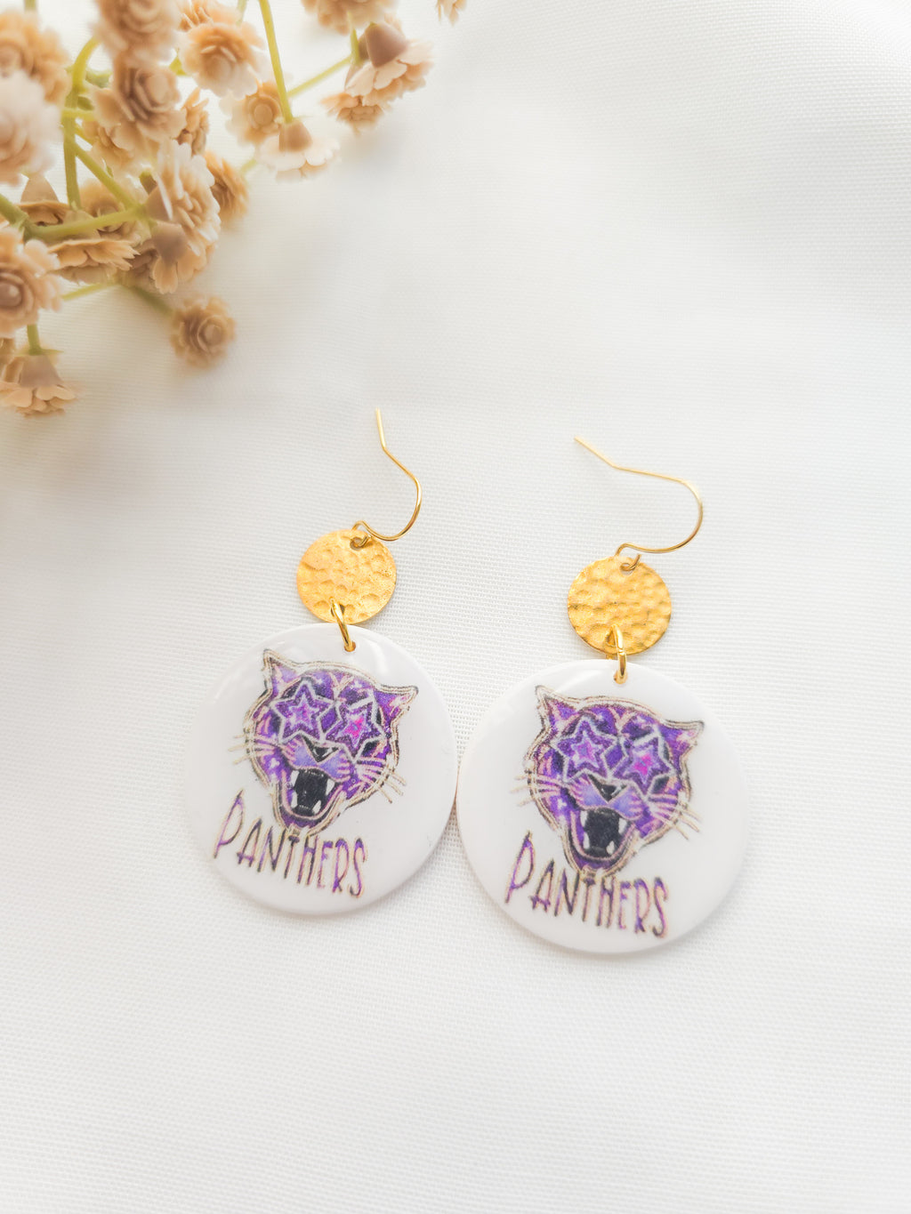 Panther Mascot Hammered dangle