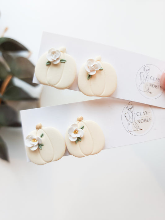 Elegant ivory pumpkin studs